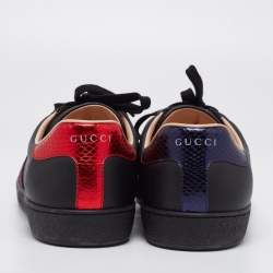 Gucci Black Leather Web Ace Sneakers Size 44.5