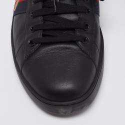 Gucci Black Leather Web Ace Sneakers Size 44.5