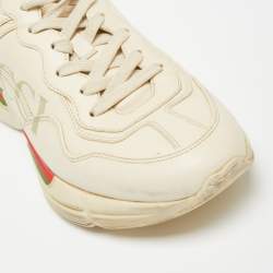 Pre Owned Gucci Off White Leather Rhyton Sneakers Size 40