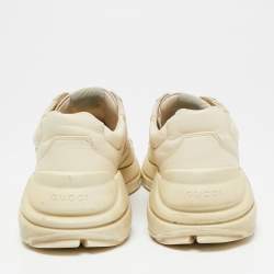 Pre Owned Gucci Off White Leather Rhyton Sneakers Size 40