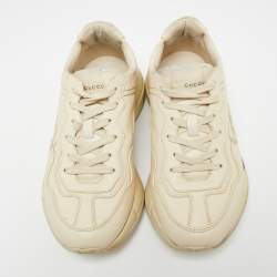 Pre Owned Gucci Off White Leather Rhyton Sneakers Size 40