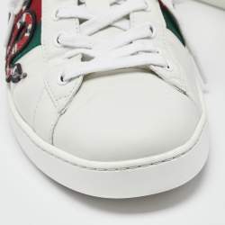 Pre Owned حذاء رياضي غوتشي أس جلد ثعبان أبيض مقاس 43