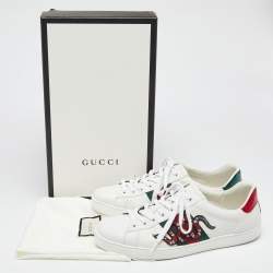 Pre Owned حذاء رياضي غوتشي أس جلد ثعبان أبيض مقاس 43