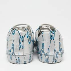 Pre Owned Gucci Silver Patent Leather Ace GG Ghost Sneakers Size 40