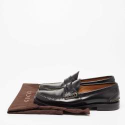 Gucci Black Leather Penny Loafers Size 41
