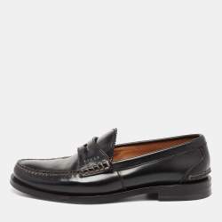 Gucci Black Leather Penny Loafers Size 41