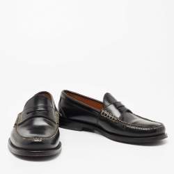 Gucci Black Leather Penny Loafers Size 41