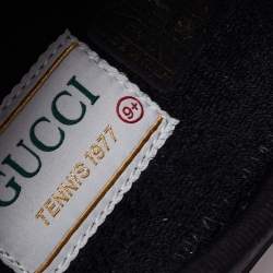 Pre Owned Gucci Black Canvas Web Low Top Sneakers Size 43.5