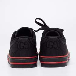 Pre Owned Gucci Black Canvas Web Low Top Sneakers Size 43.5