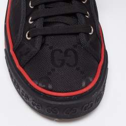 Pre Owned Gucci Black Canvas Web Low Top Sneakers Size 43.5