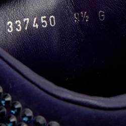 مملوكة مسبقًا حذاء رياضي غوتشي جلد وساتان مزخرف كريستال بنفسجي عنق مرتفع مقاس 43.5