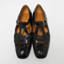 Pre Owned Gucci Black Leather Cut Out Brogue Loafers  Size 44
