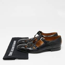 Pre Owned Gucci Black Leather Cut Out Brogue Loafers  Size 44
