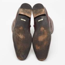 Gucci Dark Brown Guccissima Leather Ankle Length Boots Size 44