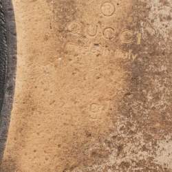 Pre Owned حذاء سلايد غوتشي برنس تاون مارمونت جي جي خط فرو وجلد أسود مقاس 43