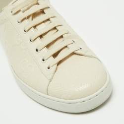 Gucci Cream GG Embossed Perforated Leather Ace Low-Top Sneakers Size 43.5