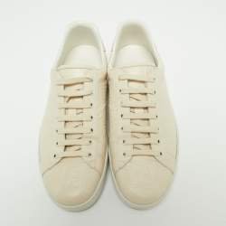 Gucci Cream GG Embossed Perforated Leather Ace Low-Top Sneakers Size 43.5