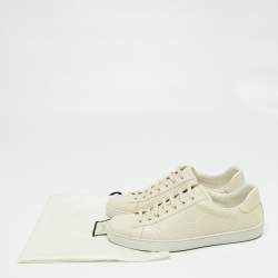 Gucci Cream GG Embossed Perforated Leather Ace Low-Top Sneakers Size 43.5