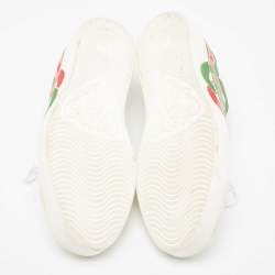 Pre Owned حذاء رياضي غوتشي أيس جلد أبيض حرف جي متشابك عنق منخفض مقاس43