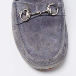 Gucci Blue Suede Horsebit Driver Loafers Size 42