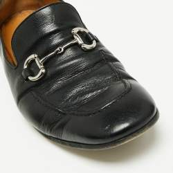 Pre Owned Gucci Black Leather Horsebit Slip On Loafers Size 43.5