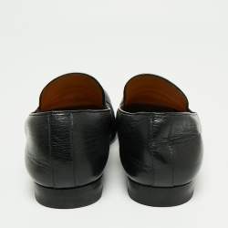 Pre Owned Gucci Black Leather Horsebit Slip On Loafers Size 43.5