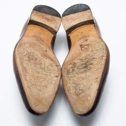 Pre Owned Gucci Brown/Black Leather Horsebit Loafers Size 43