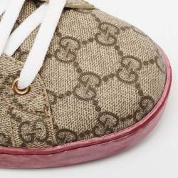 Gucci Brown GG Supreme Canvas Ace Low Top Sneakers Size 44