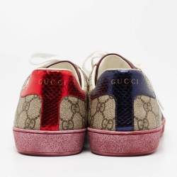 Gucci Brown GG Supreme Canvas Ace Low Top Sneakers Size 44