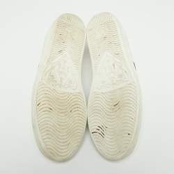 Pre Owned حذاء رياضي غوتشي أيس جلد أيبض عنق منخفض تطريز نحلة مقاس 40.5