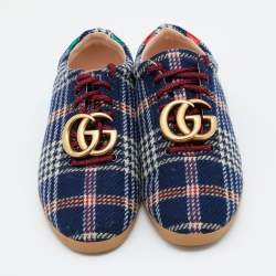 Gucci Blue Wool Metropolitan Tartan Sneakers Size 42.5