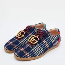 Gucci Blue Wool Metropolitan Tartan Sneakers Size 42.5