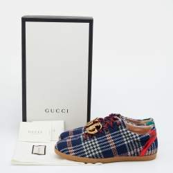 Gucci Blue Wool Metropolitan Tartan Sneakers Size 42.5
