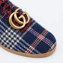 Gucci Blue Wool Metropolitan Tartan Sneakers Size 42.5
