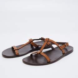 مملوكة مسبقًا صندل غوتشي جلد بني فتحة كعب مقاس 40