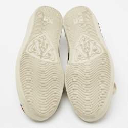 مملوكة مسبقًا حذاء رياضي غوتشي أيس جلد أبيض عنق منخفض مطرز زهور مقاس 43.5