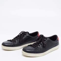 Gucci Black Leather And Python Embossed Lace Up Sneakers Size 40.5