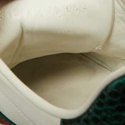 Gucci White Leather And Python Embossed Leather Ace Bee Web Low Top Sneakers Size 39.5 