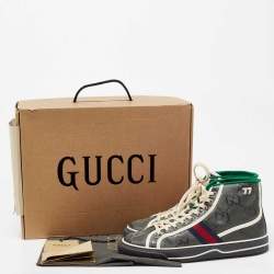 Pre Owned Gucci Grey Nylon Tennis 1977 High Top Sneakers Size 42 