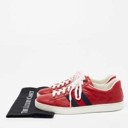Gucci Red Guccissima Leather Ace Low Top Sneakers Size 40 