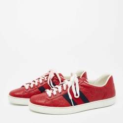 Gucci Red Guccissima Leather Ace Low Top Sneakers Size 40 