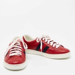 Gucci Red Guccissima Leather Ace Low Top Sneakers Size 40 