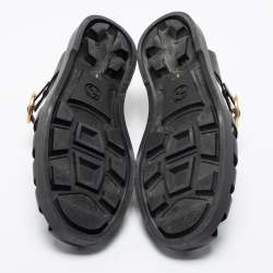 Pre Owned Gucci Black Rubber GG Buckle Strap Sandals Size 40