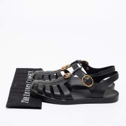 Pre Owned Gucci Black Rubber GG Buckle Strap Sandals Size 40