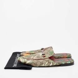 مملوكة مسبقًا حذاء سلايد غوتشي برينستون كانفاس جي جي سوبريم مطبوع تيان متعدد الألوان مزين هورسبيت مقاس 44