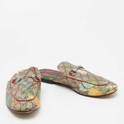 مملوكة مسبقًا حذاء سلايد غوتشي برينستون كانفاس جي جي سوبريم مطبوع تيان متعدد الألوان مزين هورسبيت مقاس 44