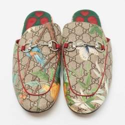 مملوكة مسبقًا حذاء سلايد غوتشي برينستون كانفاس جي جي سوبريم مطبوع تيان متعدد الألوان مزين هورسبيت مقاس 44