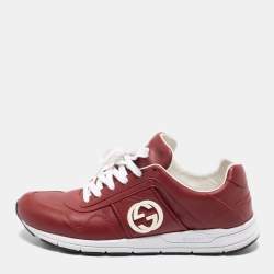 Gucci Red Leather Interlocking GG Low Top Sneakers Size 42.5