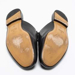 Gucci Black Leather Tiger Patch Horsebit Mules Size 44