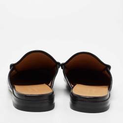 Pre Owned Gucci Black Leather Horsebit Mules Size 42.5